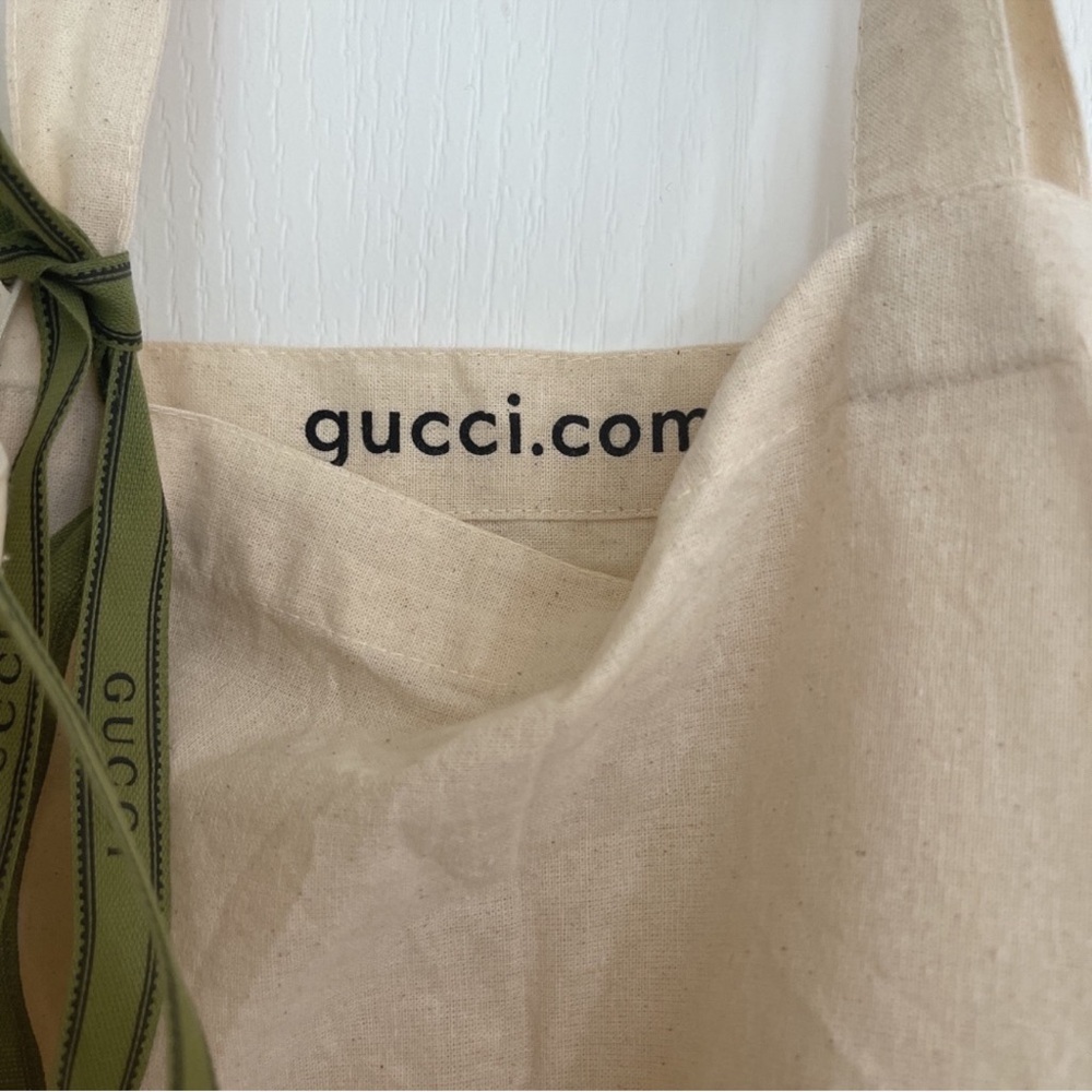 Gucci Beige Tote with Olive Ribbon - Picture 6 of 7
